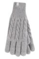 Women's 1 Pair SOCKSHOP Heat Holders Willow Cable Gloves - Light Grey