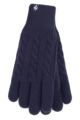 Women's 1 Pair SOCKSHOP Heat Holders Willow Cable Gloves - Navy