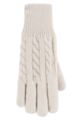 Ladies 1 Pair SOCKSHOP Heat Holders Willow Cable Gloves - Cream