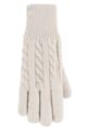 Women's 1 Pair SOCKSHOP Heat Holders Willow Cable Gloves - Cream