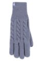 Ladies 1 Pair SOCKSHOP Heat Holders Willow Cable Gloves - Dusky Blue