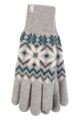 Women's 1 Pack SOCKSHOP Heat Holders Avens Patterned Gloves - Light Grey