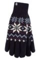 Women's 1 Pack SOCKSHOP Heat Holders Avens Patterned Gloves - Navy