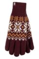 Women's 1 Pack SOCKSHOP Heat Holders Avens Patterned Gloves - Wine