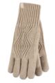 Women's 1 Pair SOCKSHOP Heat Holders Tampere Centre Cable Gloves - Oatmeal Melange