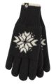Women's 1 Pair SOCKSHOP Heat Holders Snowflake Patterned Gloves - Black