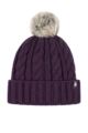 Women's 1 Pack Heat Holders Heat Weaver Cable Knit Pom Pom Hat - Purple