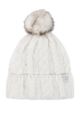 Ladies 1 Pack Heat Holders Heat Weaver Cable Knit Pom Pom Hat - Cream