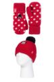 Kids 1 Pack SOCKSHOP Heat Holders Disney Minnie Mouse Hat & Mittens - Red