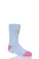 Kids 1 Pair SOCKSHOP Heat Holders Emoji Angel Face Slipper Socks - Blue