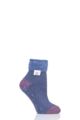 Ladies 1 Pair Heat Holders Lounge Feather Top Socks - Muted Blue