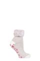 Ladies 1 Pair Heat Holders Lounge Feather Turn Over Cuff Socks - Mauve Twist