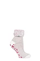 Women's 1 Pair Heat Holders Lounge Feather Turn Over Cuff Socks - Daisy Mauve Twist