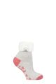 Ladies 1 Pair Heat Holders Lounge Feather Turn Over Cuff Socks - Light Grey Twist