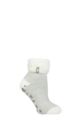 Ladies 1 Pair Heat Holders Lounge Feather Turn Over Cuff Socks - Ara Ivory / Silver