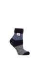 Ladies 1 Pair Heat Holders Lounge Feather Turn Over Cuff Socks - Auriga Navy / Lilac