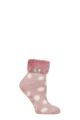 Women's 1 Pair Heat Holders Lounge Feather Turn Over Cuff Socks - Rose Blush / Cream Twist