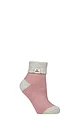 Women's 1 Pair Heat Holders Sleep Rib Turn Over Cuff Socks - Silver Twist / Rose Blush