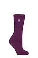 Women's 1 Pair SOCKSHOP Heat Holders 2.3 TOG Plain Thermal Slipper Socks - Violet
