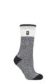 Ladies 1 Pair SOCKSHOP Heat Holders 2.3 TOG Patterned Thermal Socks - Snowdrop Block Twist Black