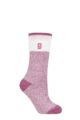 Ladies 1 Pair SOCKSHOP Heat Holders 2.3 TOG Patterned Thermal Socks - Snowdrop Block Twist Pink