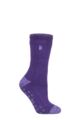 Ladies 1 Pair SOCKSHOP Heat Holders 2.3 TOG Plain and Patterned Slipper Socks - Juniper Purple