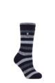 Ladies 1 Pair SOCKSHOP Heat Holders 2.3 TOG Patterned Thermal Socks - Delamere Stripe Navy