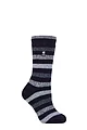 Women's 1 Pair SOCKSHOP Heat Holders 2.3 TOG Patterned Thermal Socks - Delamere Stripe Navy