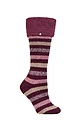 Women's 1 Pair SOCKSHOP Heat Holders 2.3 TOG Hellebore Cosy Cuff Wellington Boot Socks - Cabernet