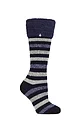 Women's 1 Pair SOCKSHOP Heat Holders 2.3 TOG Hellebore Cosy Cuff Wellington Boot Socks - Navy
