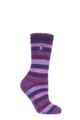 Ladies 1 Pair SOCKSHOP Heat Holders 2.3 TOG Plain and Patterned Slipper Socks - Petunia Purple