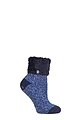 Women's 1 Pair Heat Holders Lounge Feather Turn Over Cuff Socks - Anna Navy