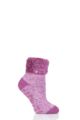 Ladies 1 Pair Heat Holders Lounge Feather Turn Over Cuff Socks - Pink