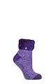 Women's 1 Pair Heat Holders Lounge Feather Turn Over Cuff Socks - Anna Purple