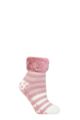 Ladies 1 Pair SOCKSHOP Heat Holders Aberfeldy Stripe Lounge Socks - Rose Blush