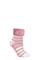 Women's 1 Pair SOCKSHOP Heat Holders Aberfeldy Stripe Lounge Socks - Rose Blush