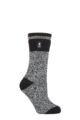 Ladies 1 Pair SOCKSHOP Heat Holders 2.3 TOG Patterned Thermal Socks - Sydney Block Stripe Black