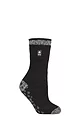 Women's 1 Pair SOCKSHOP Heat Holders 2.3 TOG Plain and Patterned Slipper Socks - Florence Black