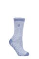 Ladies 1 Pair SOCKSHOP Heat Holders 2.3 TOG Plain and Patterned Slipper Socks - Florence Denim