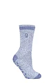 Women's 1 Pair SOCKSHOP Heat Holders 2.3 TOG Plain and Patterned Slipper Socks - Florence Denim