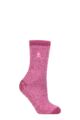 Ladies 1 Pair SOCKSHOP Heat Holders 2.3 TOG Plain and Patterned Slipper Socks - Florence Muted Pink