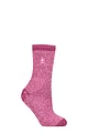 Women's 1 Pair SOCKSHOP Heat Holders 2.3 TOG Plain and Patterned Slipper Socks - Florence Muted Pink
