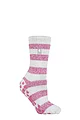 Women's 1 Pair SOCKSHOP Heat Holders 2.3 TOG Plain and Patterned Slipper Socks - Seville Light Grey / Berry