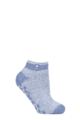 Ladies 1 Pair SOCKSHOP Heat Holders 2.3 TOG Patterned and Striped Ankle Slipper Socks - Pisa Denim