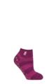 Ladies 1 Pair SOCKSHOP Heat Holders 2.3 TOG Patterned and Striped Ankle Slipper Socks - Valencia Deep Fuchsia / Berry