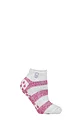 Women's 1 Pair SOCKSHOP Heat Holders 2.3 TOG Patterned and Striped Ankle Slipper Socks - Valencia Light Grey / Berry