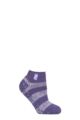 Ladies 1 Pair SOCKSHOP Heat Holders 2.3 TOG Patterned and Striped Ankle Slipper Socks - Valencia Mulberry Purple / White