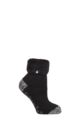 Ladies 1 Pair Heat Holders Lounge Feather Turn Over Cuff Socks - Queenstown Plain Black