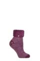 Ladies 1 Pair Heat Holders Lounge Feather Turn Over Cuff Socks - Queenstown Plain Rose Mauve