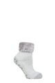 Ladies 1 Pair Heat Holders Lounge Feather Turn Over Cuff Socks - Queenstown Plain Silver Grey